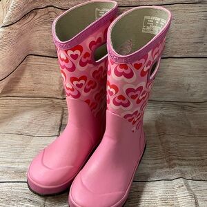 Bogs Begonia Pink Retro Hearts Rain Boots